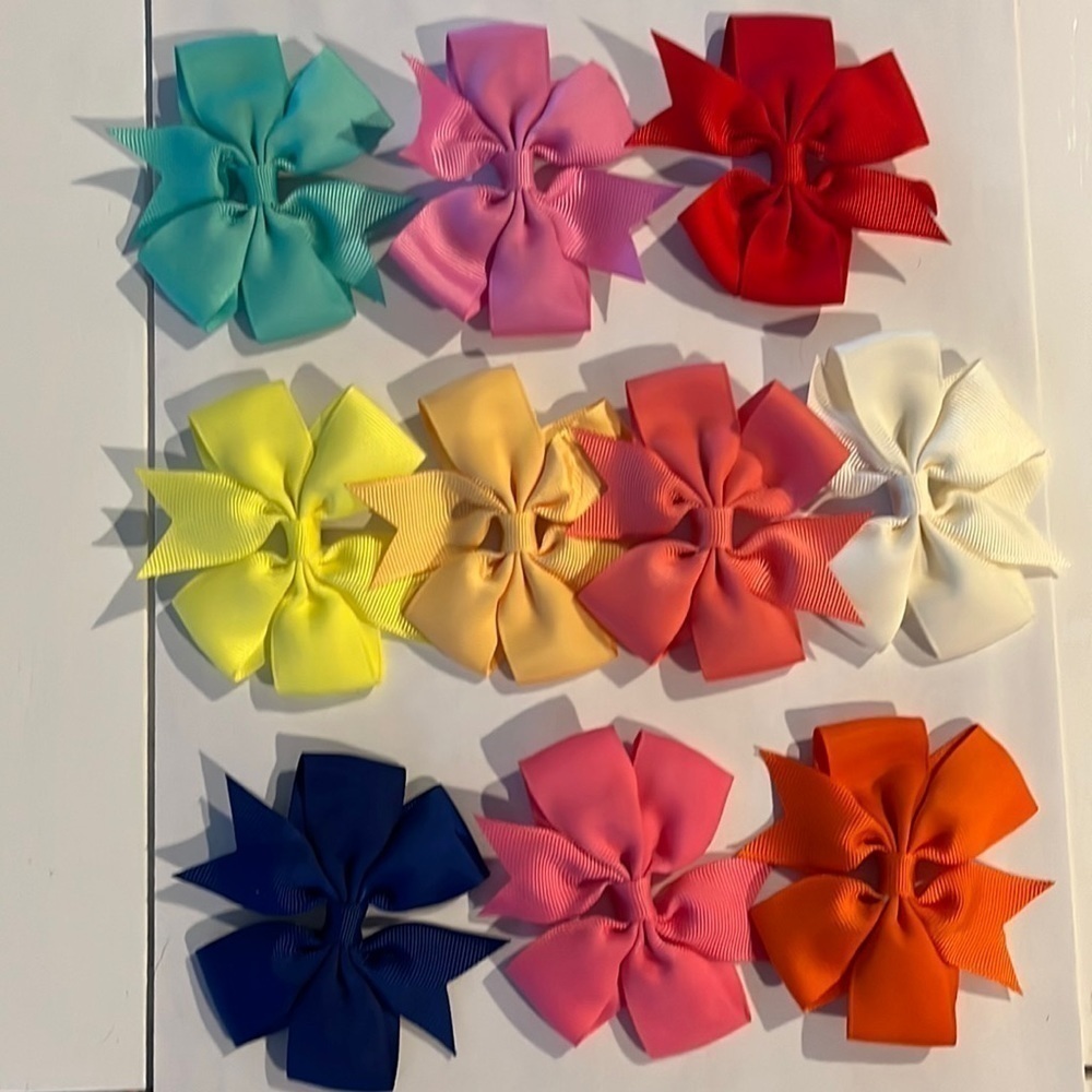 Kids / baby Hair bows - 3 inches long - Set of 10 - all different colors